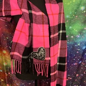 Victoria's Secret Pink and Black Scarf with Fringe